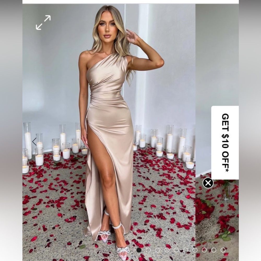 BabyBoo Maxi Dress Satin Champagne Size S NWT - ships today